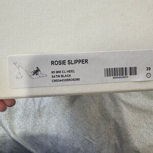 Amina Muaddi Black Satin Rosie Slipper